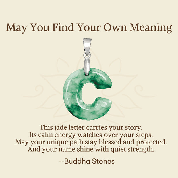 Buddha Stones "May You Find Your Own Meaning" Natural A-Z Letter Jade Titanium Steel Chain Necklace Includes Gift Message Card - image 19