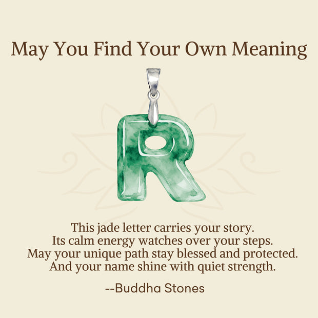 Buddha Stones "May You Find Your Own Meaning" Natural A-Z Letter Jade Titanium Steel Chain 925 Sterling Silver Chain Necklace Includes Gift Message Card - image 81