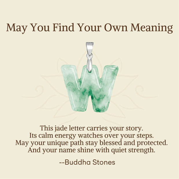 Buddha Stones "May You Find Your Own Meaning" Natural A-Z Letter Jade Titanium Steel Chain 925 Sterling Silver Chain Necklace Includes Gift Message Card - image 101