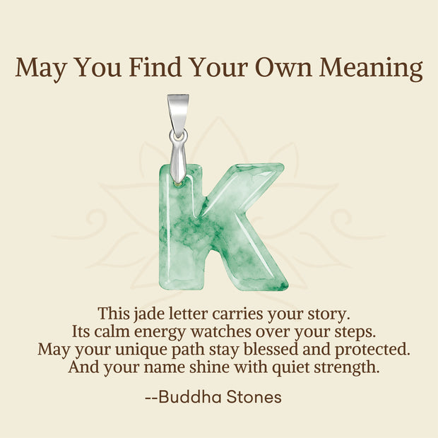 Buddha Stones "May You Find Your Own Meaning" Natural A-Z Letter Jade Titanium Steel Chain 925 Sterling Silver Chain Necklace Includes Gift Message Card - image 53