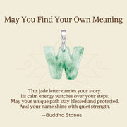 Buddha Stones "May You Find Your Own Meaning" Natural A-Z Letter Jade Titanium Steel Chain Necklace Includes Gift Message Card - image 101