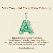Buddha Stones "May You Find Your Own Meaning" Natural A-Z Letter Jade Titanium Steel Chain 925 Sterling Silver Chain Necklace Includes Gift Message Card - image 3