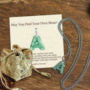 Buddha Stones "May You Find Your Own Meaning" Natural A-Z Letter Jade Titanium Steel Chain 925 Sterling Silver Chain Necklace Includes Gift Message Card - A - Titanium Steel Chain(One Pendant) - Deluxe Gift Bag (+$9.59) - image 7