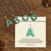 Buddha Stones "May You Find Your Own Meaning" Natural A-Z Letter Jade Titanium Steel Chain 925 Sterling Silver Chain Necklace Includes Gift Message Card - image 0