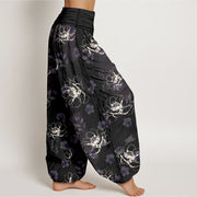 Buddha Stones Cotton Exquisite Retro Flower Pattern Women's Elastic Waist Harem Pants - image 2