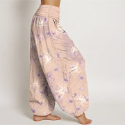 Buddha Stones Cotton Exquisite Retro Flower Pattern Women's Elastic Waist Harem Pants - image 10