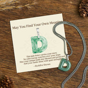 Buddha Stones "May You Find Your Own Meaning" Natural A-Z Letter Jade Titanium Steel Chain 925 Sterling Silver Chain Necklace Includes Gift Message Card - D - Titanium Steel Chain(One Pendant) - Standard Gift Box - image 22