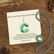 Buddha Stones "May You Find Your Own Meaning" Natural A-Z Letter Jade Titanium Steel Chain 925 Sterling Silver Chain Necklace Includes Gift Message Card - C - Titanium Steel Chain(One Pendant) - Standard Gift Box - image 17