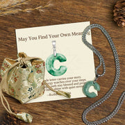 Buddha Stones "May You Find Your Own Meaning" Natural A-Z Letter Jade Titanium Steel Chain 925 Sterling Silver Chain Necklace Includes Gift Message Card - C - Titanium Steel Chain(One Pendant) - Deluxe Gift Bag (+$9.59) - image 21