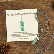 Buddha Stones "May You Find Your Own Meaning" Natural A-Z Letter Jade Titanium Steel Chain 925 Sterling Silver Chain Necklace Includes Gift Message Card - I - Titanium Steel Chain(One Pendant) - Standard Gift Box - image 43