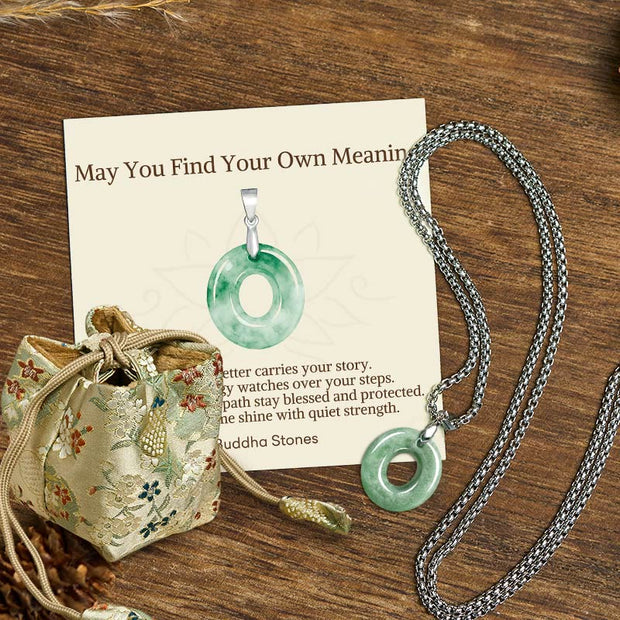 Buddha Stones "May You Find Your Own Meaning" Natural A-Z Letter Jade Titanium Steel Chain 925 Sterling Silver Chain Necklace Includes Gift Message Card - O - Titanium Steel Chain(One Pendant) - Deluxe Gift Bag (+$9.59) - image 70