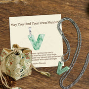 Buddha Stones "May You Find Your Own Meaning" Natural A-Z Letter Jade Titanium Steel Chain 925 Sterling Silver Chain Necklace Includes Gift Message Card - V - Titanium Steel Chain(One Pendant) - Deluxe Gift Bag (+$9.59) - image 98