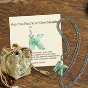 Buddha Stones "May You Find Your Own Meaning" Natural A-Z Letter Jade Titanium Steel Chain Necklace Includes Gift Message Card - K - Titanium Steel Chain(One Pendant) - Deluxe Gift Bag (+$9.59) - image 54