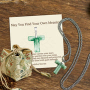Buddha Stones "May You Find Your Own Meaning" Natural A-Z Letter Jade Titanium Steel Chain 925 Sterling Silver Chain Necklace Includes Gift Message Card - T - Titanium Steel Chain(One Pendant) - Deluxe Gift Bag (+$9.59) - image 90