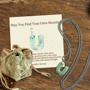 Buddha Stones "May You Find Your Own Meaning" Natural A-Z Letter Jade Titanium Steel Chain Necklace Includes Gift Message Card - U - Titanium Steel Chain(One Pendant) - Deluxe Gift Bag (+$9.59) - image 94