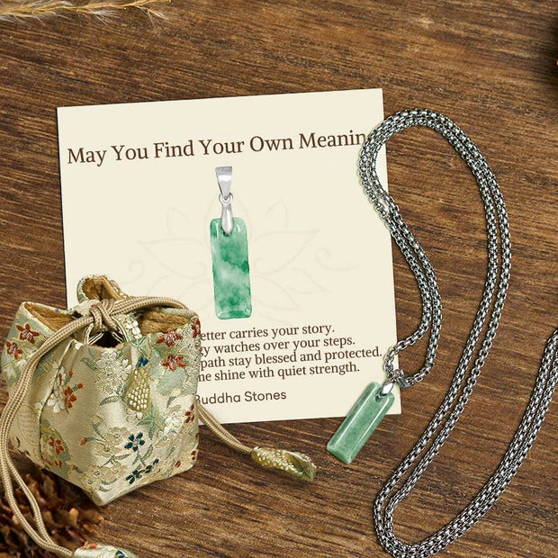 Buddha Stones "May You Find Your Own Meaning" Natural A-Z Letter Jade Titanium Steel Chain 925 Sterling Silver Chain Necklace Includes Gift Message Card - I - Titanium Steel Chain(One Pendant) - Deluxe Gift Bag (+$9.59) - image 46