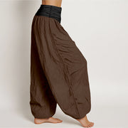 Buddha Stones Cotton Green Black Brown Red Solid Color Women's Elastic Waist Harem Pants - image 10