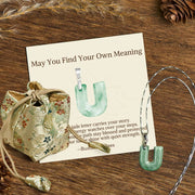 Buddha Stones "May You Find Your Own Meaning" Natural A-Z Letter Jade Titanium Steel Chain 925 Sterling Silver Chain Necklace Includes Gift Message Card - U - Titanium Steel Chain&Silver Chain(One Pendant) - Deluxe Gift Bag (+$9.59) - image 191