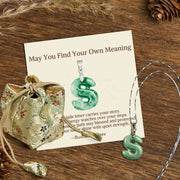 Buddha Stones "May You Find Your Own Meaning" Natural A-Z Letter Jade Titanium Steel Chain 925 Sterling Silver Chain Necklace Includes Gift Message Card - S - Titanium Steel Chain&Silver Chain(One Pendant) - Deluxe Gift Bag (+$9.59) - image 185