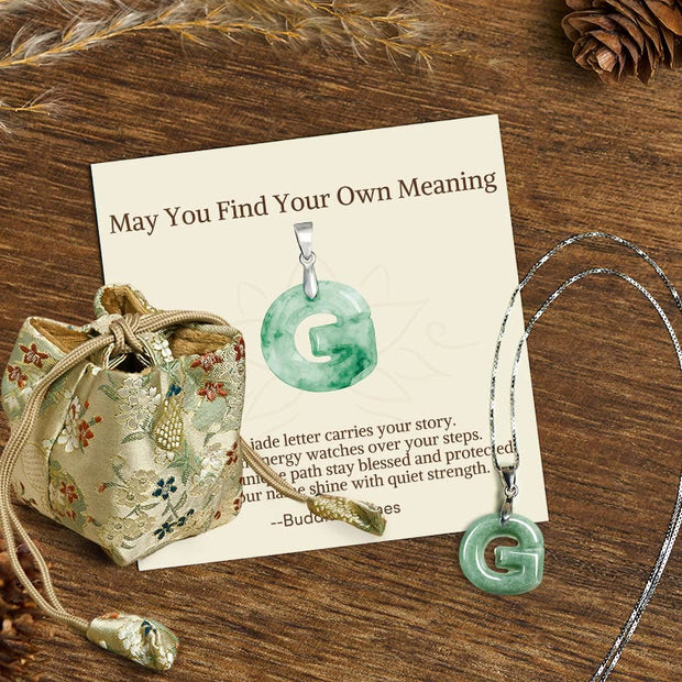 Buddha Stones "May You Find Your Own Meaning" Natural A-Z Letter Jade Titanium Steel Chain 925 Sterling Silver Chain Necklace Includes Gift Message Card - G - Titanium Steel Chain&Silver Chain(One Pendant) - Deluxe Gift Bag (+$9.59) - image 149