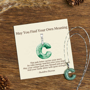 Buddha Stones "May You Find Your Own Meaning" Natural A-Z Letter Jade Titanium Steel Chain 925 Sterling Silver Chain Necklace Includes Gift Message Card - C - Titanium Steel Chain&Silver Chain(One Pendant) - Standard Gift Box - image 132