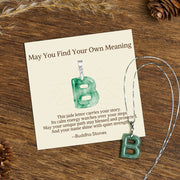 Buddha Stones "May You Find Your Own Meaning" Natural A-Z Letter Jade Titanium Steel Chain Necklace Includes Gift Message Card - image 126