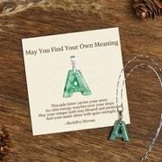 Buddha Stones "May You Find Your Own Meaning" Natural A-Z Letter Jade 925 Sterling Silver Chain Necklace Includes Gift Message Card - A - Titanium Steel Chain&Silver Chain(One Pendant) - Standard Gift Box - image 1