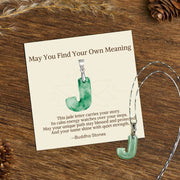 Buddha Stones "May You Find Your Own Meaning" Natural A-Z Letter Jade Titanium Steel Chain Necklace Includes Gift Message Card - image 156
