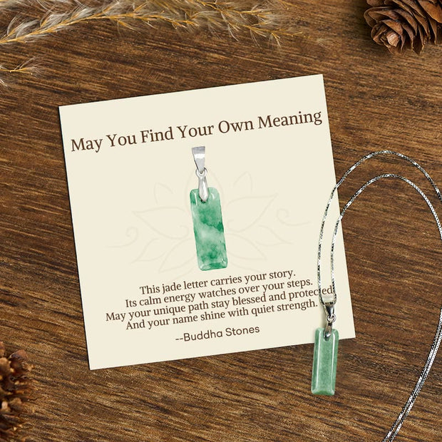 Buddha Stones "May You Find Your Own Meaning" Natural A-Z Letter Jade 925 Sterling Silver Chain Necklace Includes Gift Message Card - I - Titanium Steel Chain&Silver Chain(One Pendant) - Standard Gift Box - image 52