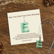 Buddha Stones "May You Find Your Own Meaning" Natural A-Z Letter Jade Titanium Steel Chain 925 Sterling Silver Chain Necklace Includes Gift Message Card - E - Titanium Steel Chain&Silver Chain(One Pendant) - Standard Gift Box - image 141
