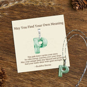 Buddha Stones "May You Find Your Own Meaning" Natural A-Z Letter Jade Titanium Steel Chain 925 Sterling Silver Chain Necklace Includes Gift Message Card - P - Titanium Steel Chain&Silver Chain(One Pendant) - Standard Gift Box - image 174