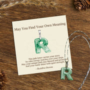 Buddha Stones "May You Find Your Own Meaning" Natural A-Z Letter Jade Titanium Steel Chain 925 Sterling Silver Chain Necklace Includes Gift Message Card - R - Titanium Steel Chain&Silver Chain(One Pendant) - Standard Gift Box - image 180