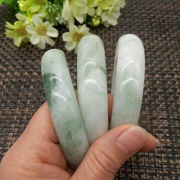 Buddha Stones Natural Jade Simple Design Prosperity Cuff Bangle Bracelet - image 3