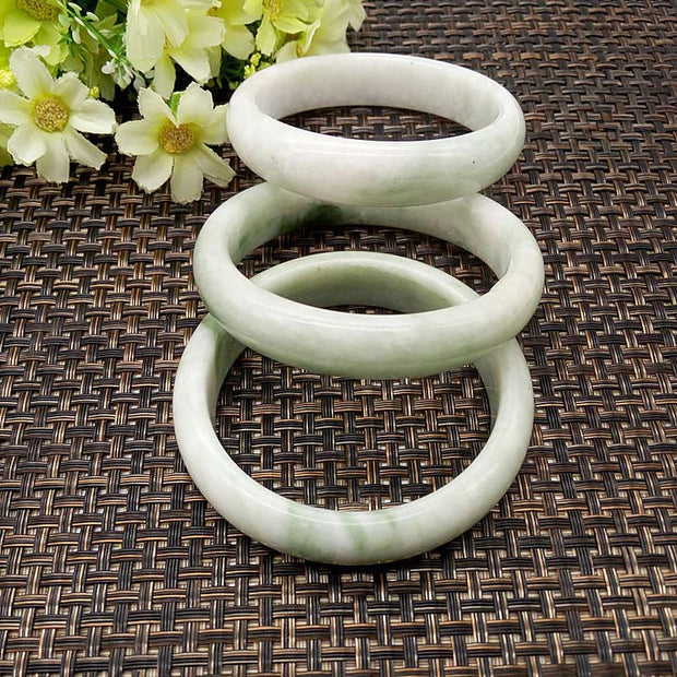 Buddha Stones Natural Jade Simple Design Prosperity Cuff Bangle Bracelet - image 5