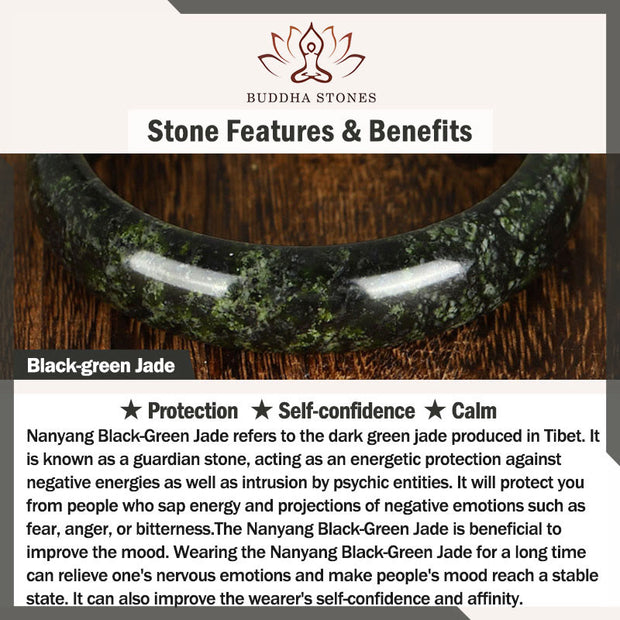 Buddha Stones Nanyang Black-Green Jade Protection Cuff Bangle Bracelet - image 6