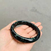 Buddha Stones Nanyang Black-Green Jade Protection Cuff Bangle Bracelet - 54mm - image 1