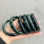 Buddha Stones Nanyang Black-Green Jade Protection Cuff Bangle Bracelet - 60mm - image 4