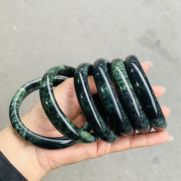 Buddha Stones Nanyang Black-Green Jade Protection Cuff Bangle Bracelet - 60mm - image 4