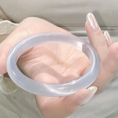 Buddha Stones White Cat's Eye Abundance Spiritual Cuff Bangle Bracelet - White Cat's Eye(Luck ♥ Positive) - 64mm - image 0