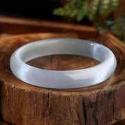 Buddha Stones White Cat's Eye Abundance Spiritual Cuff Bangle Bracelet - image 2