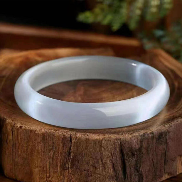 Buddha Stones White Cat's Eye Abundance Spiritual Cuff Bangle Bracelet - image 2