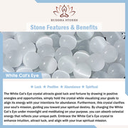 Buddha Stones White Cat's Eye Abundance Spiritual Cuff Bangle Bracelet - image 4