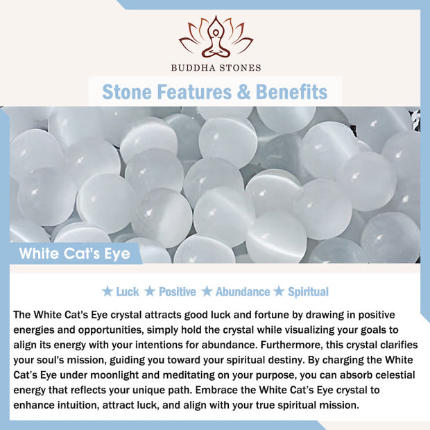 Buddha Stones White Cat's Eye Abundance Spiritual Cuff Bangle Bracelet - image 4