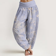 Buddha Stones Cotton Simple Bamboo Leaves Pattern Women's Elastic Waist Harem Pants - Lavender - US16，UK/AU20，EU48 (3XL) - image 0