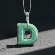 Buddha Stones Natural A-Z Letter Jade 925 Sterling Silver Silm Chain Prosperity Necklace Pendant - image 25