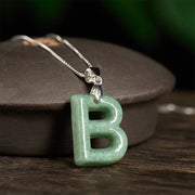 Buddha Stones Natural A-Z Letter Jade 925 Sterling Silver Silm Chain Prosperity Necklace Pendant - image 11