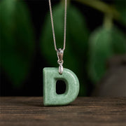 Buddha Stones Natural A-Z Letter Jade 925 Sterling Silver Silm Chain Prosperity Necklace Pendant - image 23