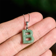 Buddha Stones Natural A-Z Letter Jade 925 Sterling Silver Silm Chain Prosperity Necklace Pendant - image 14