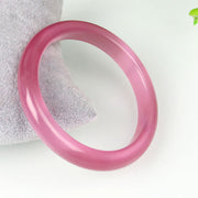 Buddha Stones Pink Cat's Eye Stone Peace Love Cuff Bangle Bracelet - image 1