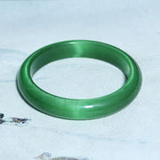 Buddha Stones Green Cat's Eye Stone Relieve Stress Wealth Thin Cuff Bangle Bracelet - Green Cat's Eye(Confidence ♥ Wealth) - 64mm - image 0